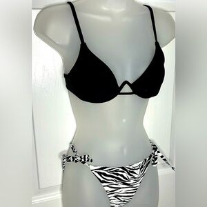 NWT- WILD FABLE 2  pcs Black Bikini Top and Zebra Print Bottom..